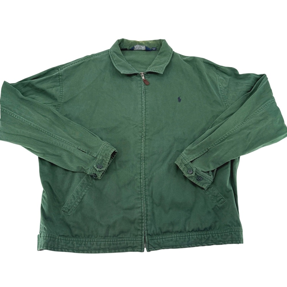Polo Ralph Lauren Mens XXL Green Cotton Harrington Full Zip Jacket Windbreaker